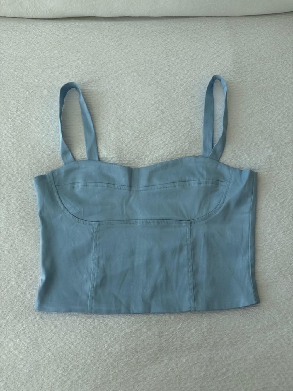 superdown Light Blue Cropped Bustier Camisole
